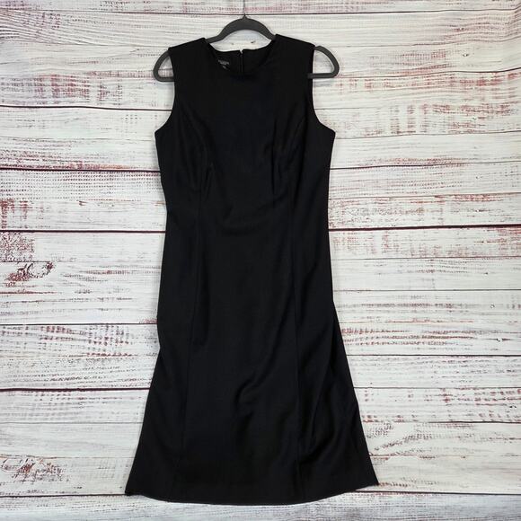 Talbots Black Midi Sleeveless Sheath Dress 10 Slit Basic Neutral Timeless Regal - Picture 2 of 15